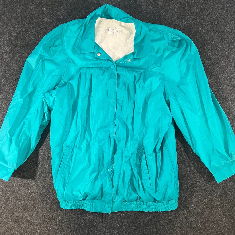 Current Seen Windbreaker Jacket Womens 22W Teal Vintage 90s Lightweight Full Zip